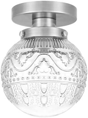 Semi Flush Mount Ceiling Light Fixtures, Vintage Globe Glass Ceiling Light by Daunton