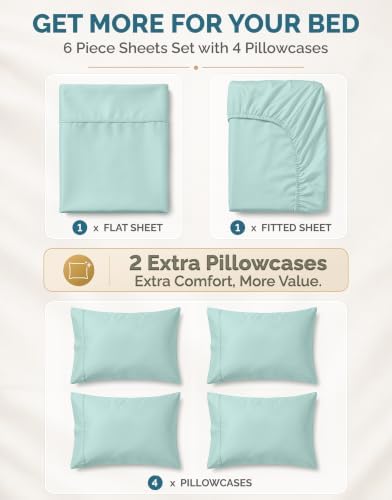 Casa Platino 100% Cotton 6 Pc Queen Sheets Set - Image 3