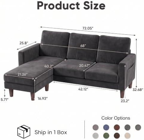 Homall 72" L Shaped Sofa Couches - Image 2