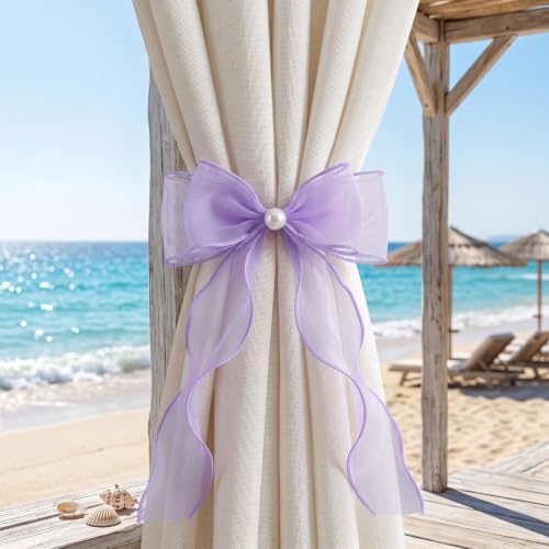 Lavender Purple Organza Bow Curtain Tiebacks 6-Pack, Curtain Holdbacks - Image 5