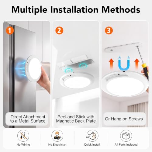 Rechargeable Motion Sensor Ceiling Light, Wireless LED Battery Operated Ceiling - Image 4