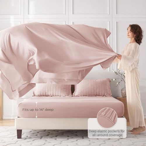 California King Comforter Set 7 Pieces, Seersucker Bed in a Bag, Rose Gold - Image 3
