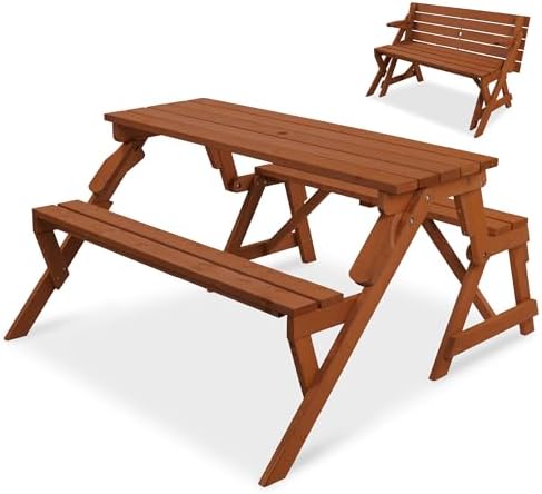 Best Choice Products 2-in-1 Transforming Interchangeable Outdoor Wooden Picnic by BestChoiceProducts