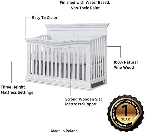 Sorelle Furniture Paxton Crib, Classic 4-In-1 Convertible Crib, Made of Wood - Image 5