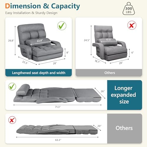 Comfy Floor Chair with Adjustable Backrest, Gaming Sofa Chairs - Image 2