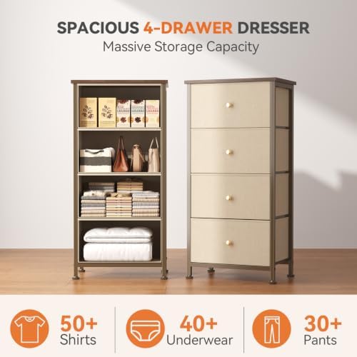 Sweetcrispy Dresser for Bedroom, 4 Drawer Storage Cabinet, Tall Nightstand - Image 4