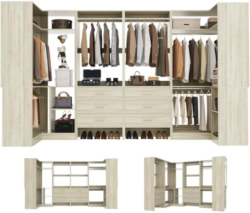 Aheaplus Closet System with Drawer，Hanging Rods, U-Shaped，Set of 4 by Aheaplus