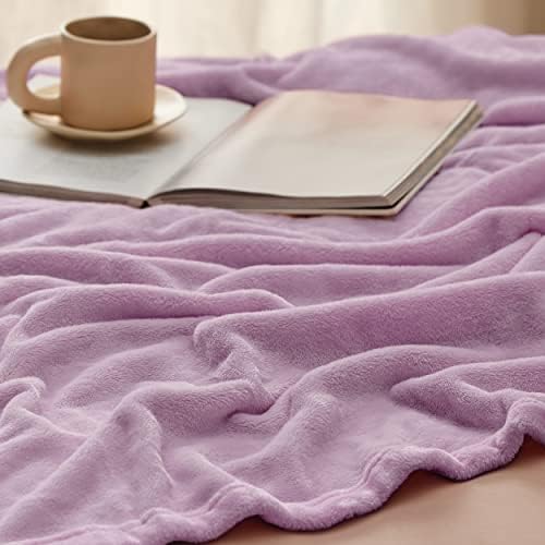 Bedsure GentleSoft Fleece Blankets Queen Size Light Purple - Image 4