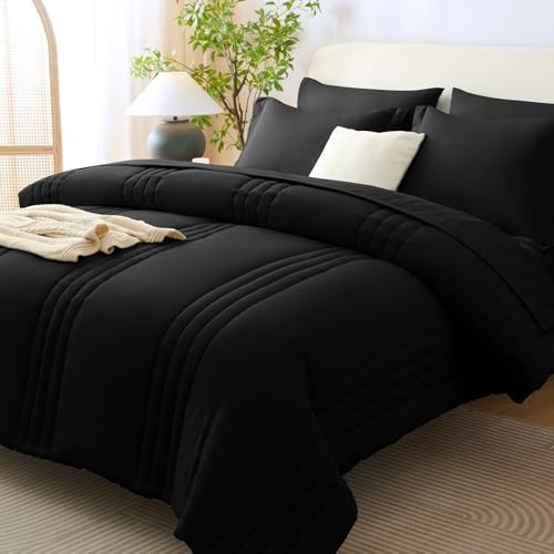 CozyLux Super King Plus Comforter Set Black by CozyLux