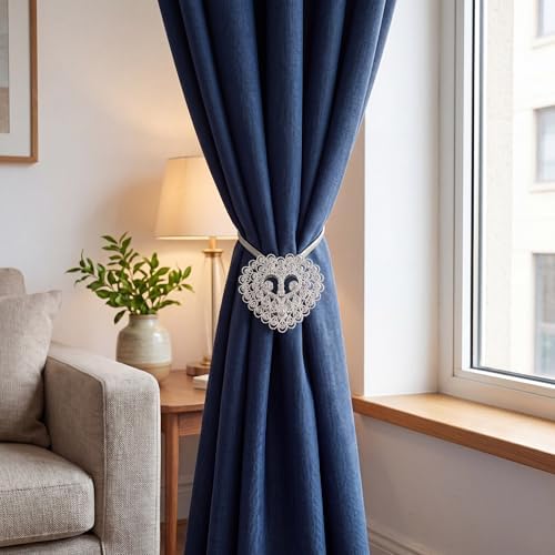 2 Pack Crystal Heart Magnetic Curtain Tiebacks Window Holdback Buckles - Image 3