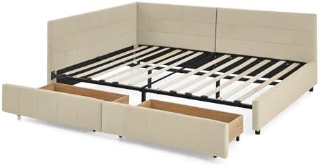 RuiSiSi Full Size Daybed with Storage Drawers, Upholstered Corner Bed with L - Image 6