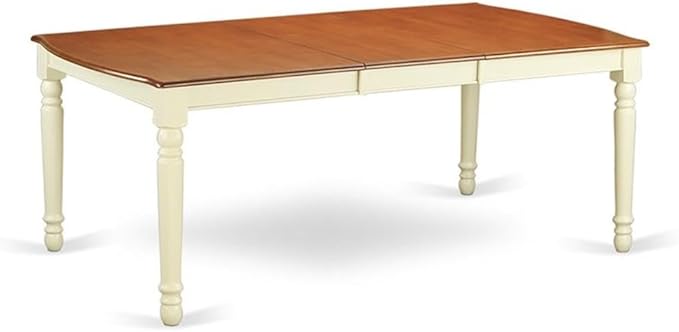 East West Furniture DOPL7-WHI-W 7 Piece Dining Table Set Consist of a Rectangle Dining Room Table with Butterfly Leaf and 6 Wood Seat Chairs, 42x78 Inch, Buttermilk & Cherry