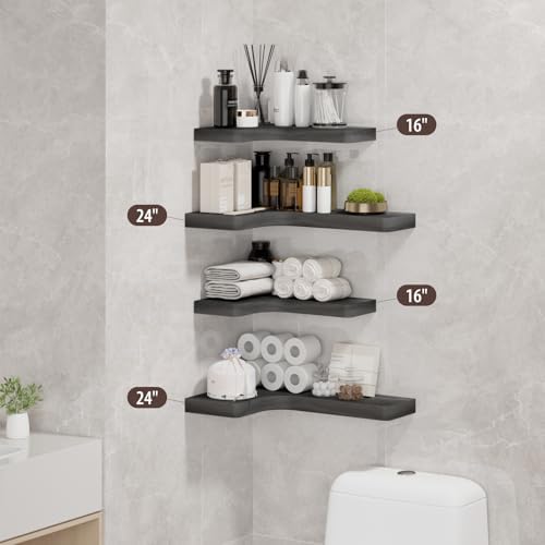 Corner Floating Shelves Wall Mount Shelf Solid Wood - Image 2