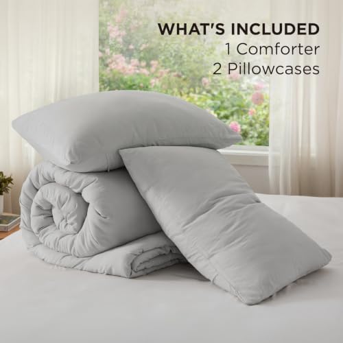 Bedsure California King Comforter Prewashed Soft 3Pcs Silver Grey 104"x96" - Image 6