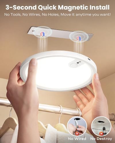 Redane 2 Pack Battery Powered Motion Sensor Rechargeable Ceiling Lights - Image 2