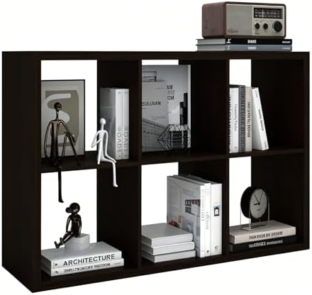 6 Cube Storage Organizer Shelf, Chocolate Color 13in by CTESNE