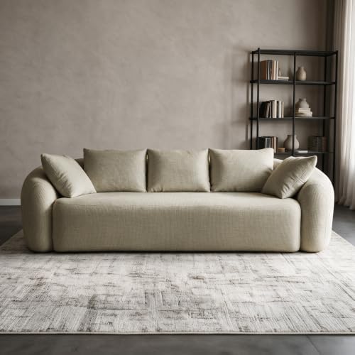101" Curved Sofa, Chenille Cloud Couch, Deep Wide Seat - Image 6