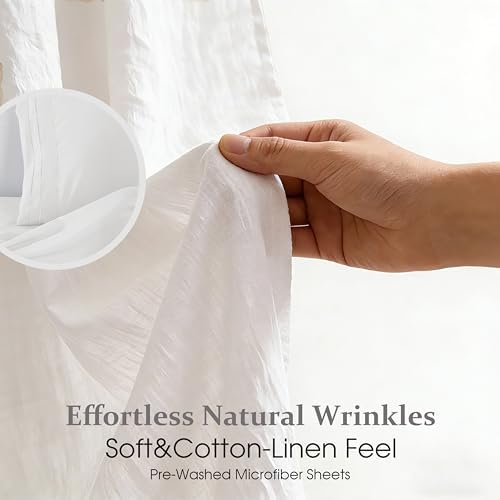 ROSE&RISY Soft White Sheets Queen Sheet Set, Pre-Washed Cotton-Like Brushed - Image 6