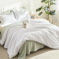 Litanika King Comforter Set White, 3 Pieces Lightweight Solid Bed Set by Litanika