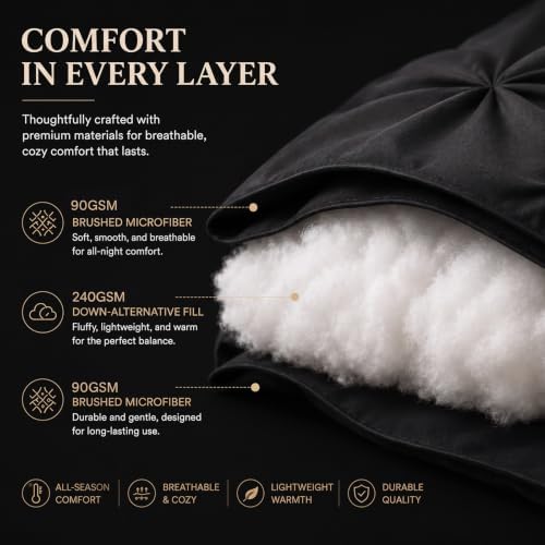 CozyLux California King Comforter Set Black, 7 Pieces Pintuck Bed in a Bag - Image 4