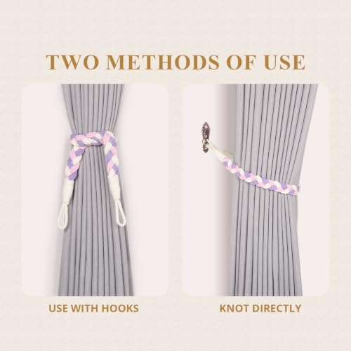 NICEEC 2 Pack Natural Cotton Rope Curtain Tiebacks Elegant Boho Style - Image 4