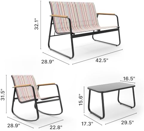 4-Piece Patio Furniture Set, Textile Conversation Set - Image 2