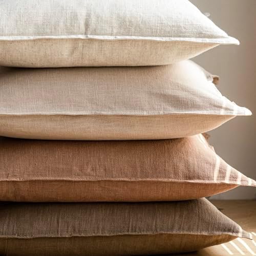Foindtower Linen Solid Decorative Throw Pillow Covers 26x26 Light Brown - Image 5
