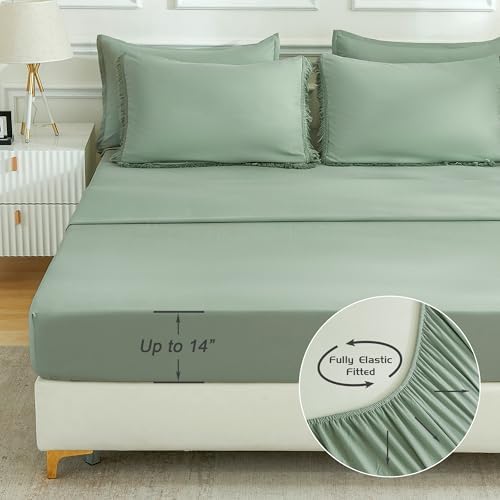 Andency Full Comforter Set, 7 Pieces Sage Green Bedding - Image 5