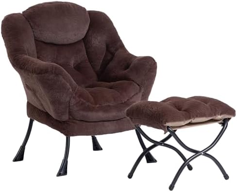 HollyHOME Lazy Chair with Foldable Ottoman, Accent Comfy Lounge Armchair and by HollyHOME
