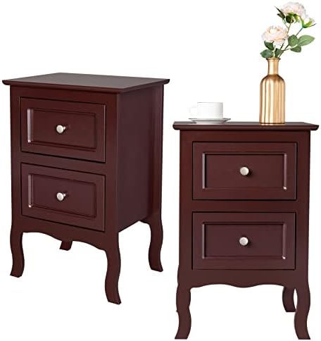 Brown Night Stand, Nightstand Set of 2 by Unknown