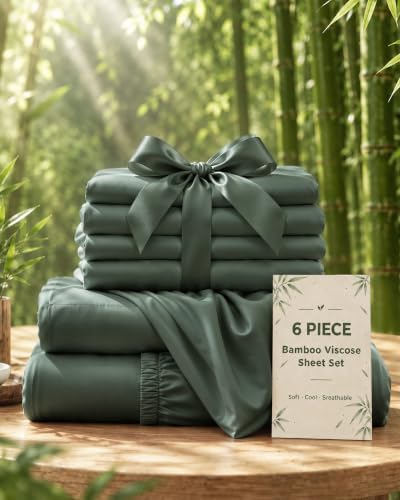 6 Piece Full Size Sheets Set, Rayon Derived from Bamboo by akkialla
