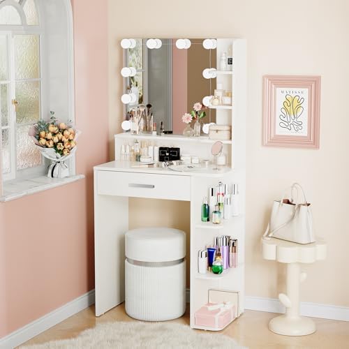 Makeup Vanity Desk with Mirror and Lights, 26.4”Small Vanity Mirror with Lights - Image 2