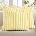 decorUhome Fall Faux Fur Throw Pillow Covers 26x26 Set of 2 Cream Yellow by decorUhome