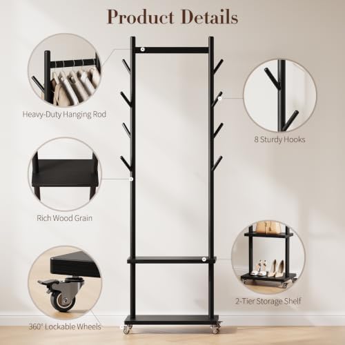 Yoobure Solid Wood Coat Rack Freestanding - Image 5