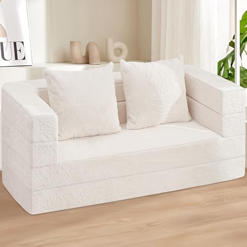 Futon Sofa Bed with Pillow, 3-in-1 Sleeper Sofa Bed with Removable Cover - Image 2