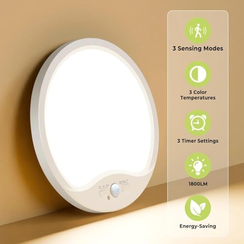4 Pack Motion Sensor Ceiling Light Wired, 3000K/4000K/6500K LED Flush Mount - Image 5
