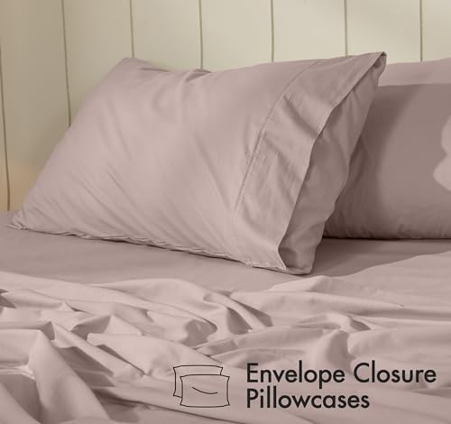RUVANTI 100% Cotton Twin XL Sheets, Percale Weave Twin XL Set, Warm Mocha - Image 5