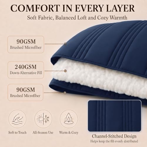 CozyLux Twin Comforter Set Navy Blue - Image 3