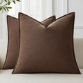 decorUhome Fall Brown Linen Throw Pillow Covers 22x22 Set of 2 by decorUhome