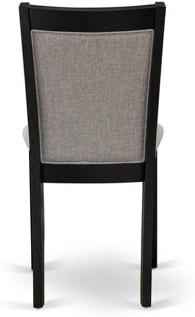 East West Furniture DLMZ3-AB6-06 3 Piece Modern Dining Table Set Contains a Round Wooden Table with Dropleaf and 2 Shitake Linen Fabric Parsons Dining Chairs, 42x42 Inch, Wirebrushed Black