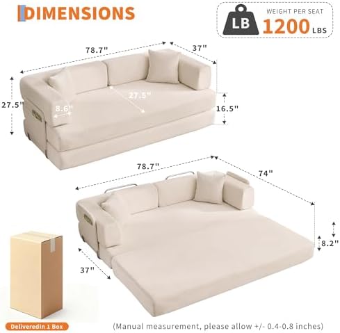 5-in-1 Convertible Sleeper Sofa Bed - Image 2