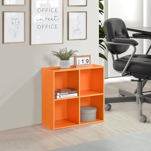 Orange 4 Cube Storage Organizer Book Shelf, Toy Storage Organizer by KB+Designs