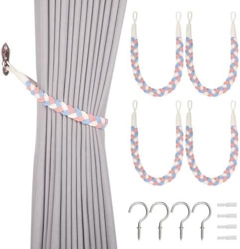 NICEEC 4 Pack Natural Cotton Rope Curtain Tiebacks Elegant Boho Style by NICEEC