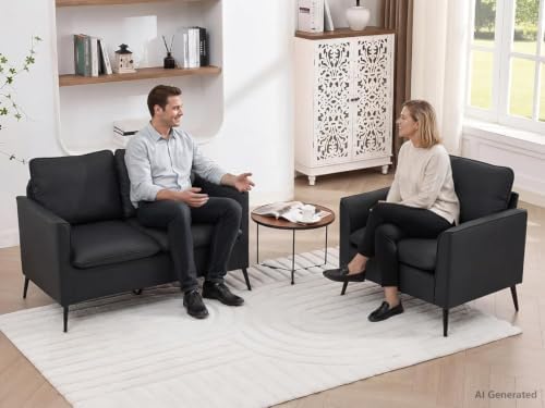 TYBOATLE Leather Loveseat Sofa and Accent Chair Set - Image 3