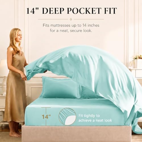 CozyLux Queen Comforter Set 88"x88" Spa Blue - Image 5