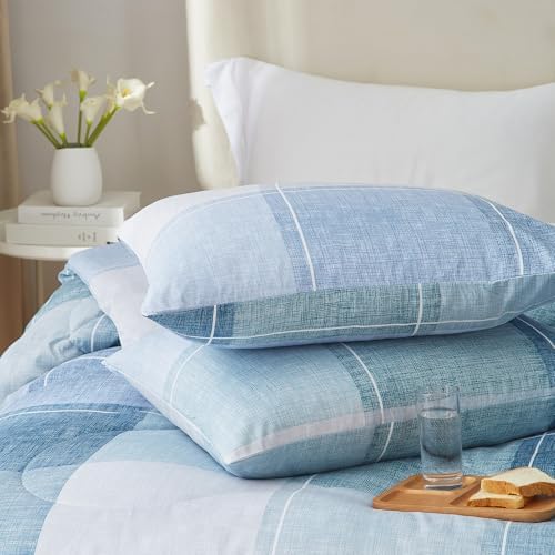 mixinni Full Comforter Set for Boys Simple Style Modern Geometric Blue - Image 5