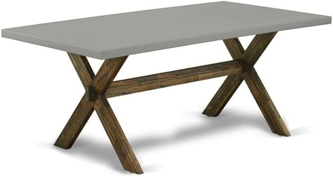 East West Furniture X797VE703-9 9 Piece Dining Set Includes a Rectangle Dining Room Table with X-Legs and 8 Brown Linen Fabric Upholstered Parson Chairs, 40x72 Inch, Multi-Color