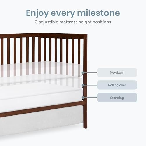 Dream On Me Synergy 5-in-1 Baby Crib, Converts to Toddler Bed, Walnut Brown - Image 6