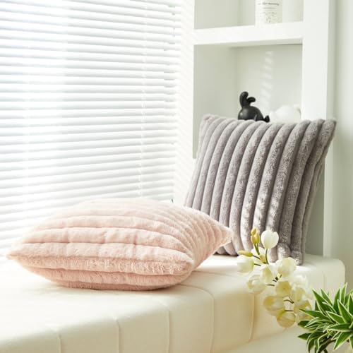 Sunday Praise Faux Fur Plush Decorative Throw Pillow Covers 20x20 Pink - Image 4