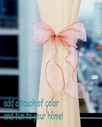 White Lace Bow Curtain Tiebacks 6-Pack, Vine Floral Curtain Holdbacks - Image 2